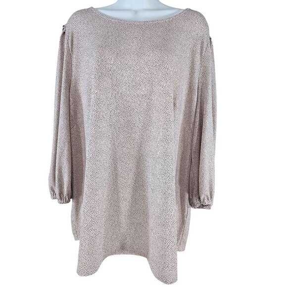 Adrianna Pappel Size 2X Women's Cream with Black Print Spots 1/2 Sleeve Blouse T - Picture 1 of 7